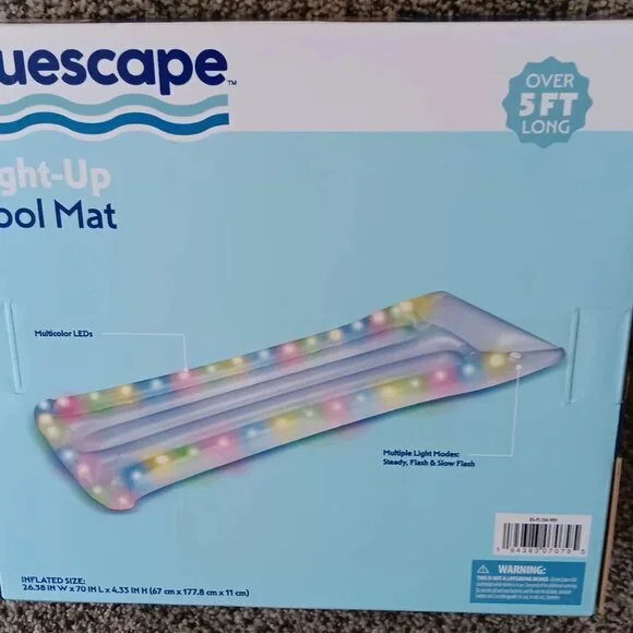 Bluescape LED Pool Raft – Inflatable Color-Changing LED Light-Up Pool Float - Picture 3 of 3